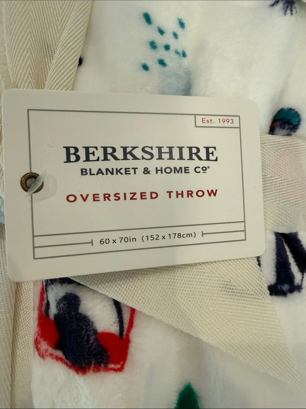NWT • Berkshire 60x70 Printed Velvetsoft Lodge Throw • Skiing pattern